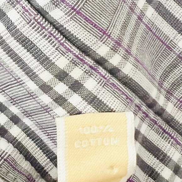 Michael Kors Men's Plaid Long Sleeve Button-Up Grey/Purple Shirt 16.5 34/35 NWOT - Picture 9 of 11
